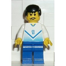 soc083 Soccer Player White-Blue Team with shirt 9 